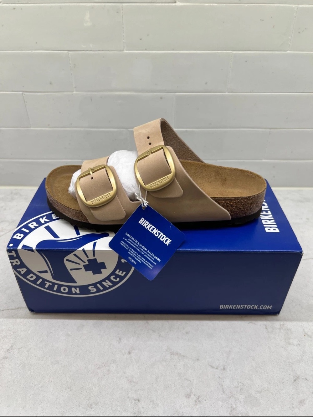 Birkenstock Arizona Big Buckle Sandcastle Nubuck 38 Wide/Regular Fit